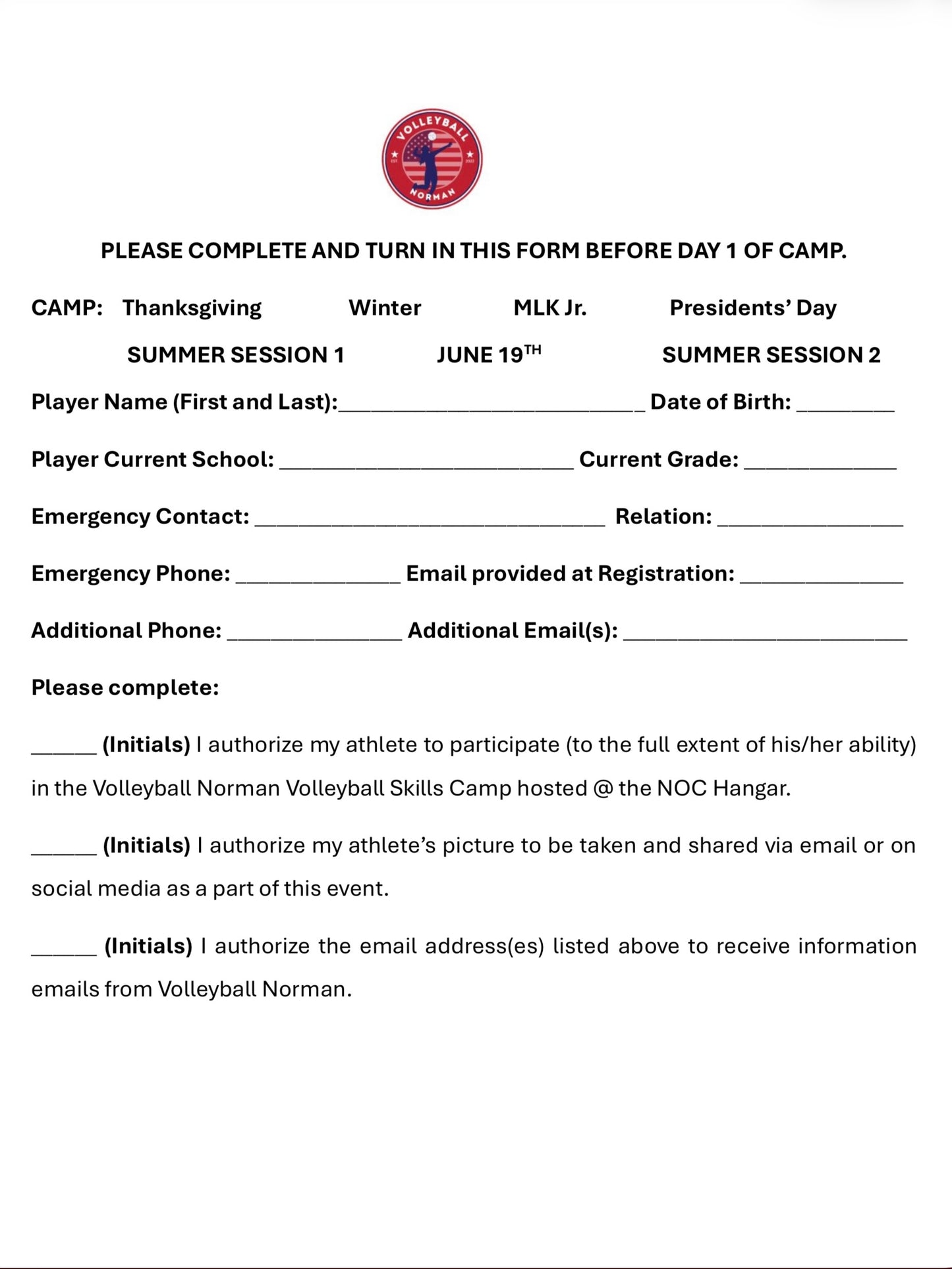 All Day//Ball Day Volleyball Skills Camp June 19, 2026 (Single Day)