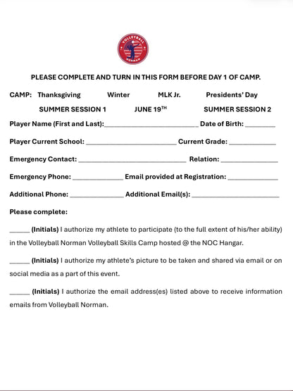 All Day//Ball Day Volleyball Skills Camp June 19, 2026 (Single Day)